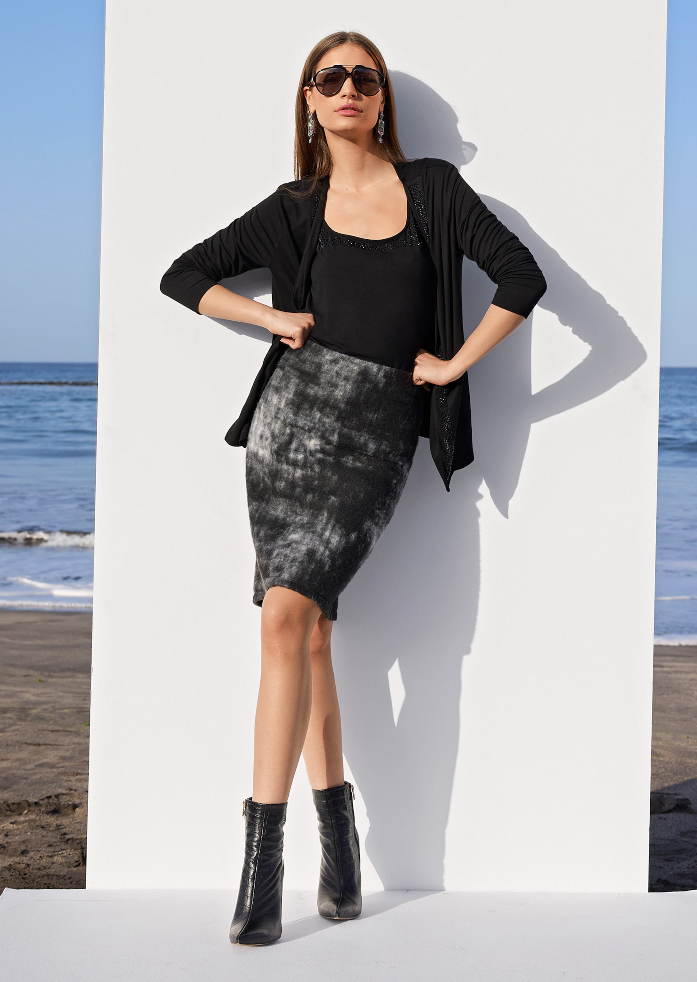 Bleistift-Rock aus Woll-Jacquard