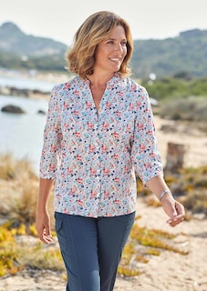 Florale Druckbluse mit Ärmeln zum Krempeln thumbnail 7