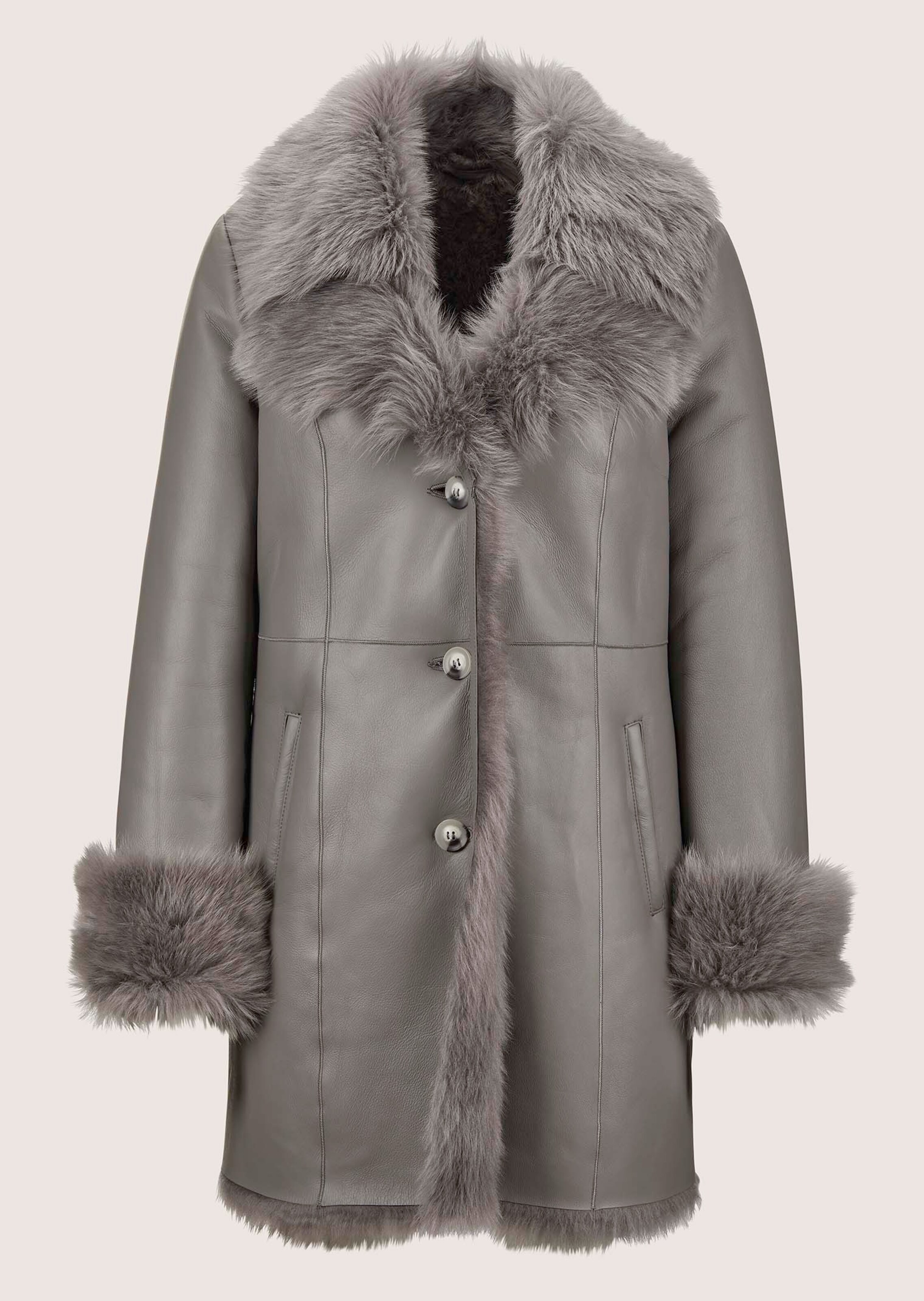 Lange Lammfell-Jacke
