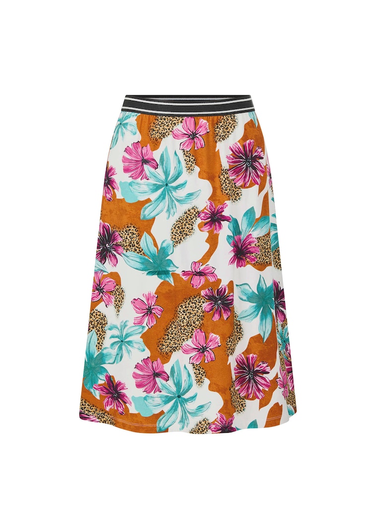 Jerseyrock mit Animal Print und Blumen