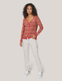 Narrow cardigan with multicoloured stripe pattern thumbnail 3