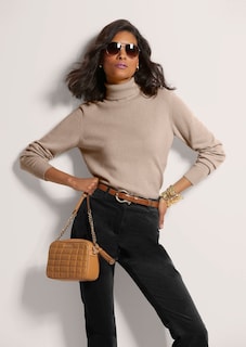 Cashmere roll neck jumper thumbnail 5