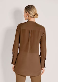 Lange Seidenbluse in kragenloser Form thumbnail 4
