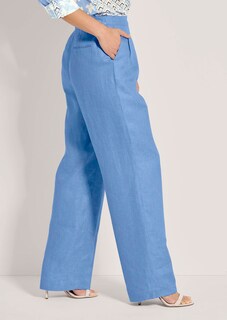 Weite Leinenhose mit Bundfalten thumbnail 5