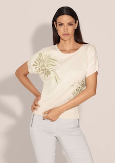 Kurzarm-Pullover mit glanzvollem Floral-Print thumbnail 2