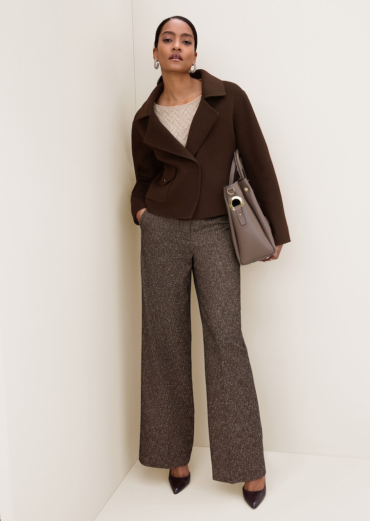 Weite Tweed-Hose mit Bügelfalten