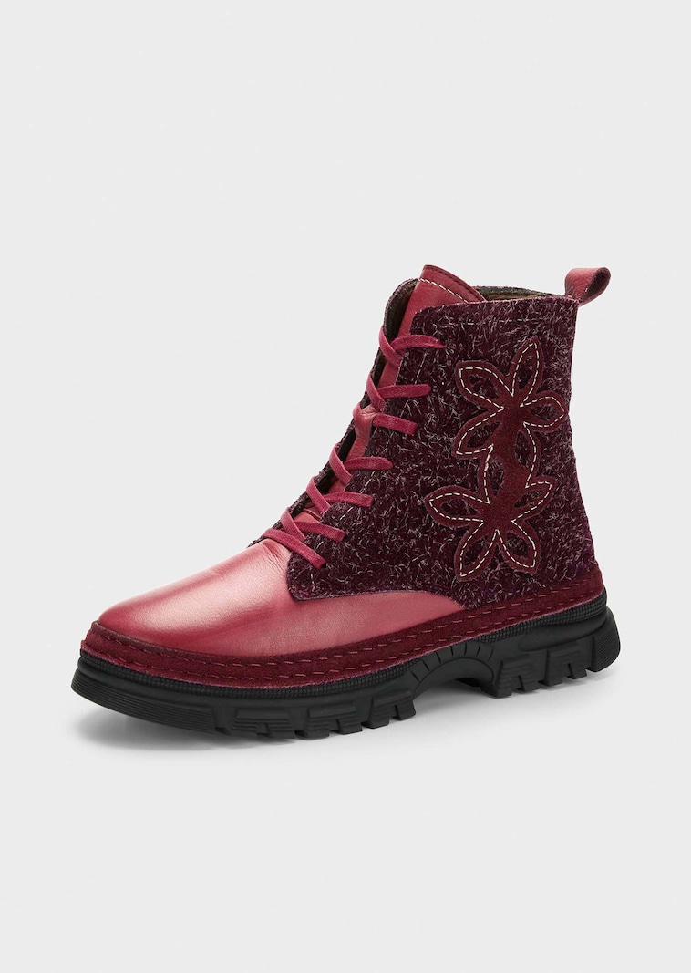 Stiefeletten mit Reissverschluss und Blumenmuster