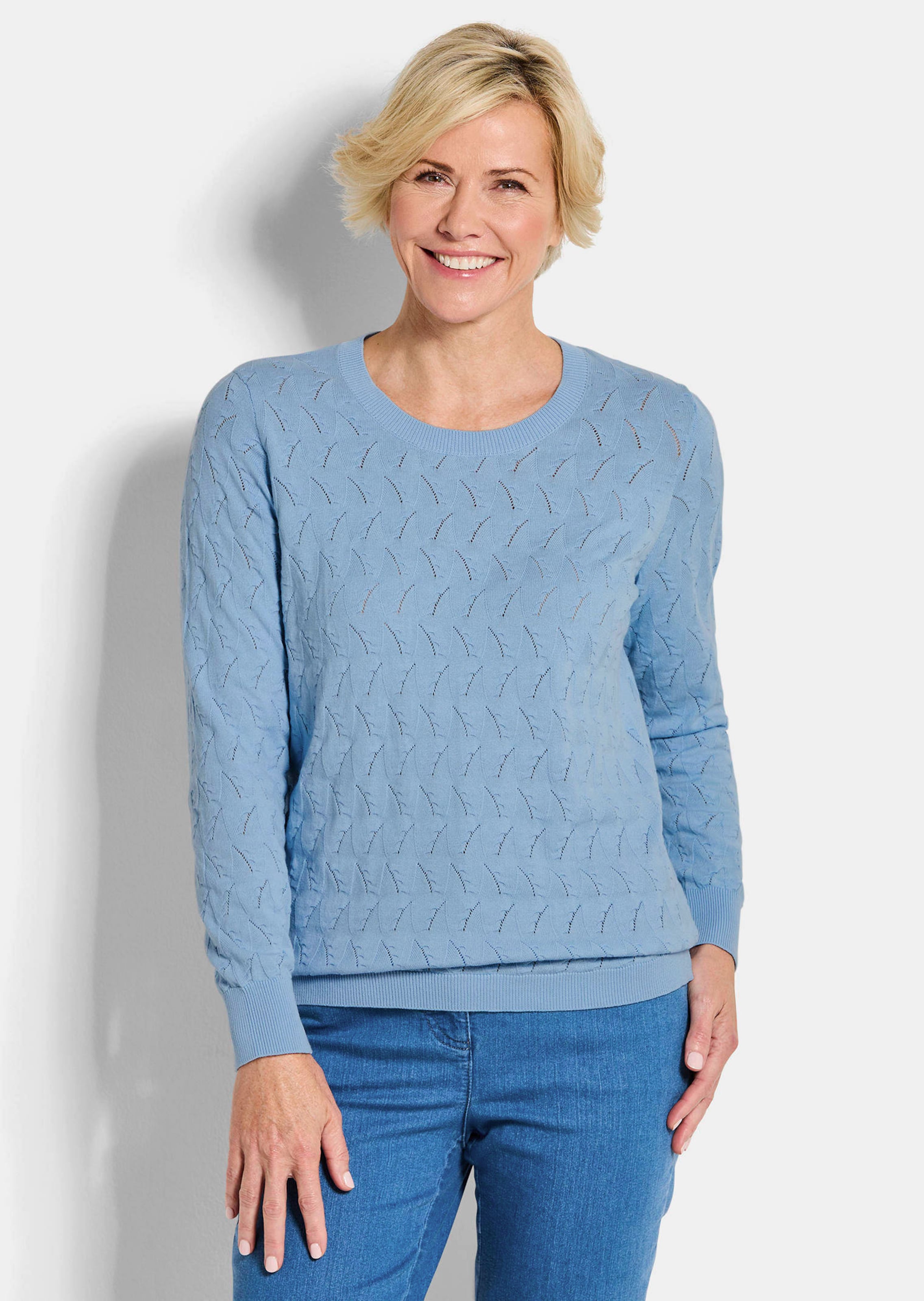 Tricot pullover met zigzag-kabelpatroon