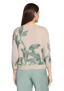 Pull en tricot fin avec imprimé de feuilles thumbnail 3
