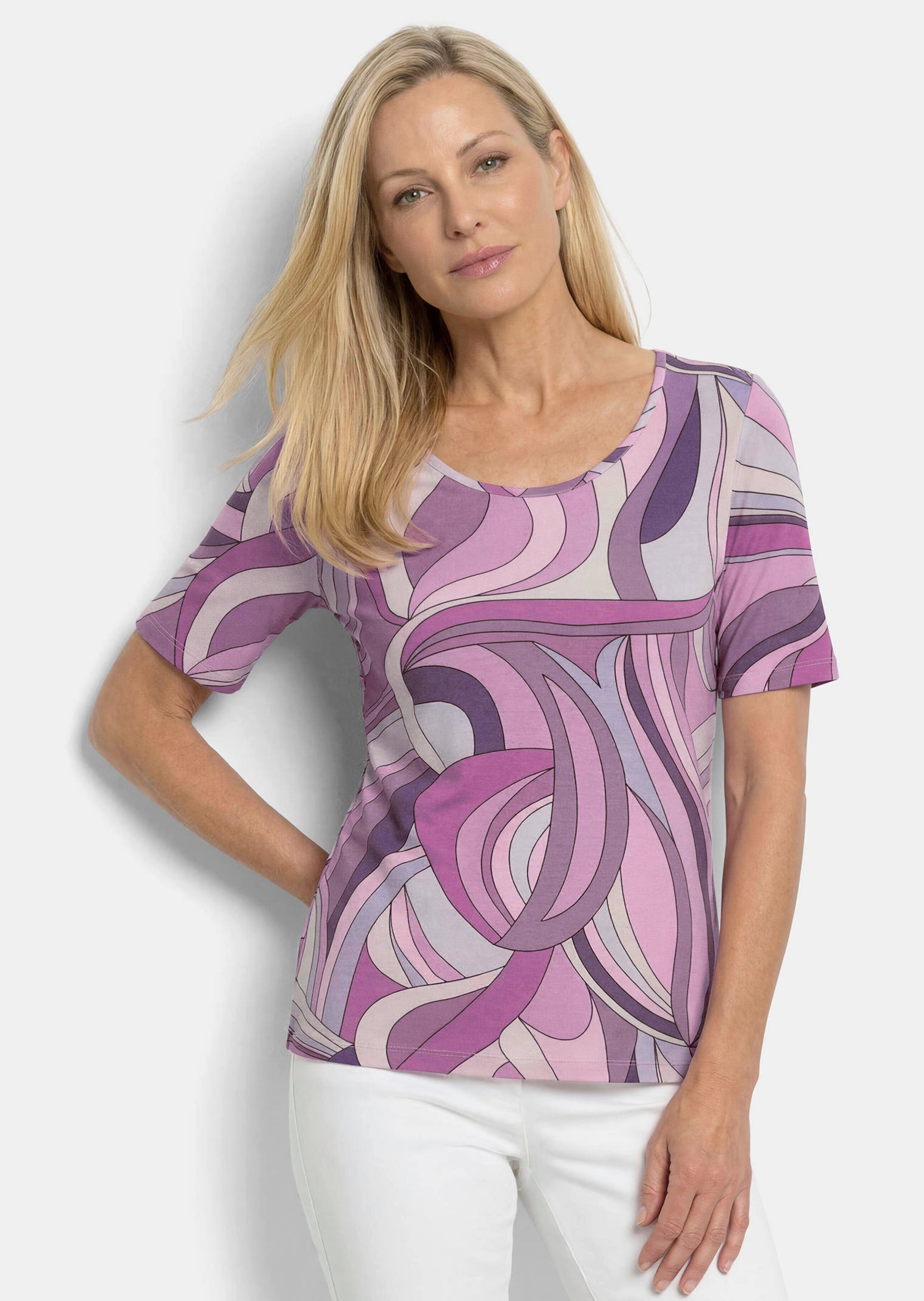 Shirt van viscose met een artistieke all-over print