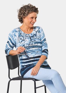 Unkomplizierter Druckpullover mit schimmernden Schmucksteinen thumbnail 3