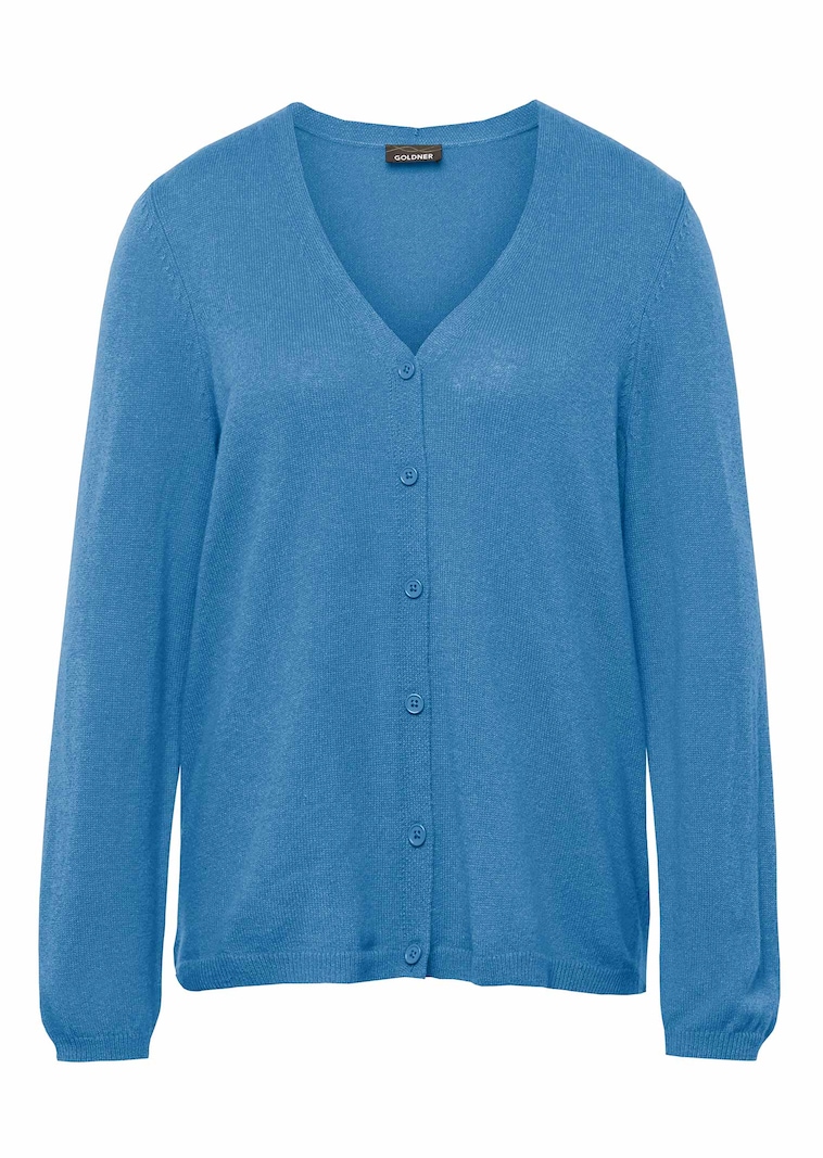 Weiche Kaschmirstrickjacke mit V-Ausschnitt