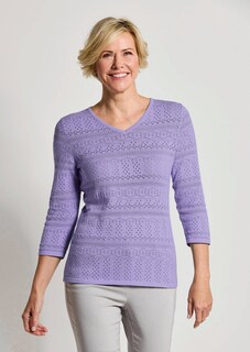 Leichter Strickpullover mit Ajourmuster thumbnail 7