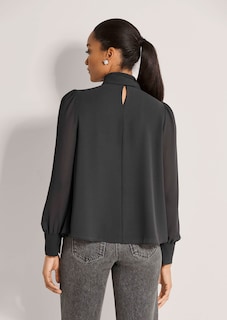 Chiffon blouse with stand-up collar and tie bow thumbnail 4