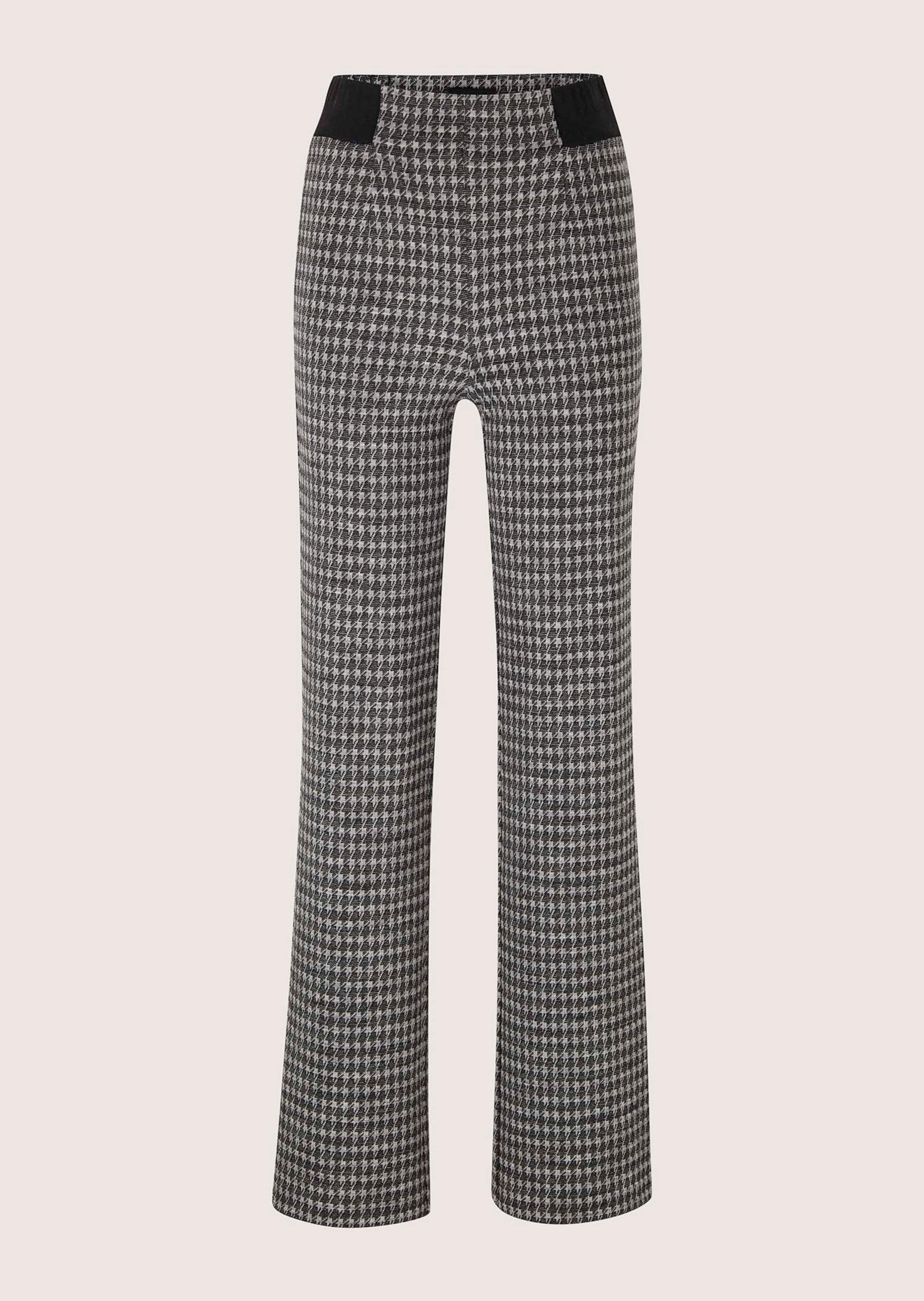 Broek met een elastische tailleband met pied-de-poule-dessin