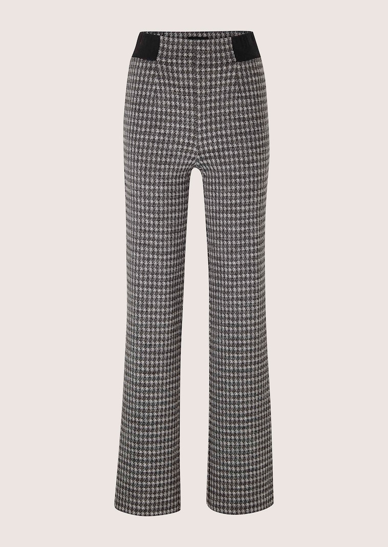 Broek met een elastische tailleband met pied-de-poule-dessin