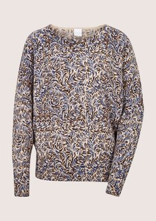 Bedruckter Kaschmirpullover mit Fledermausärmeln thumbnail 7