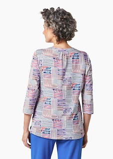 Gedessineerd tuniekshirt met een opstaande kraag thumbnail 3