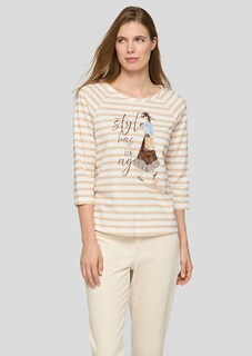 Gestreept shirt van katoen met motiefprint thumbnail 7