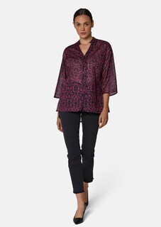 Bluse mit kontraststarkem Print und Fledermausärmeln thumbnail 3