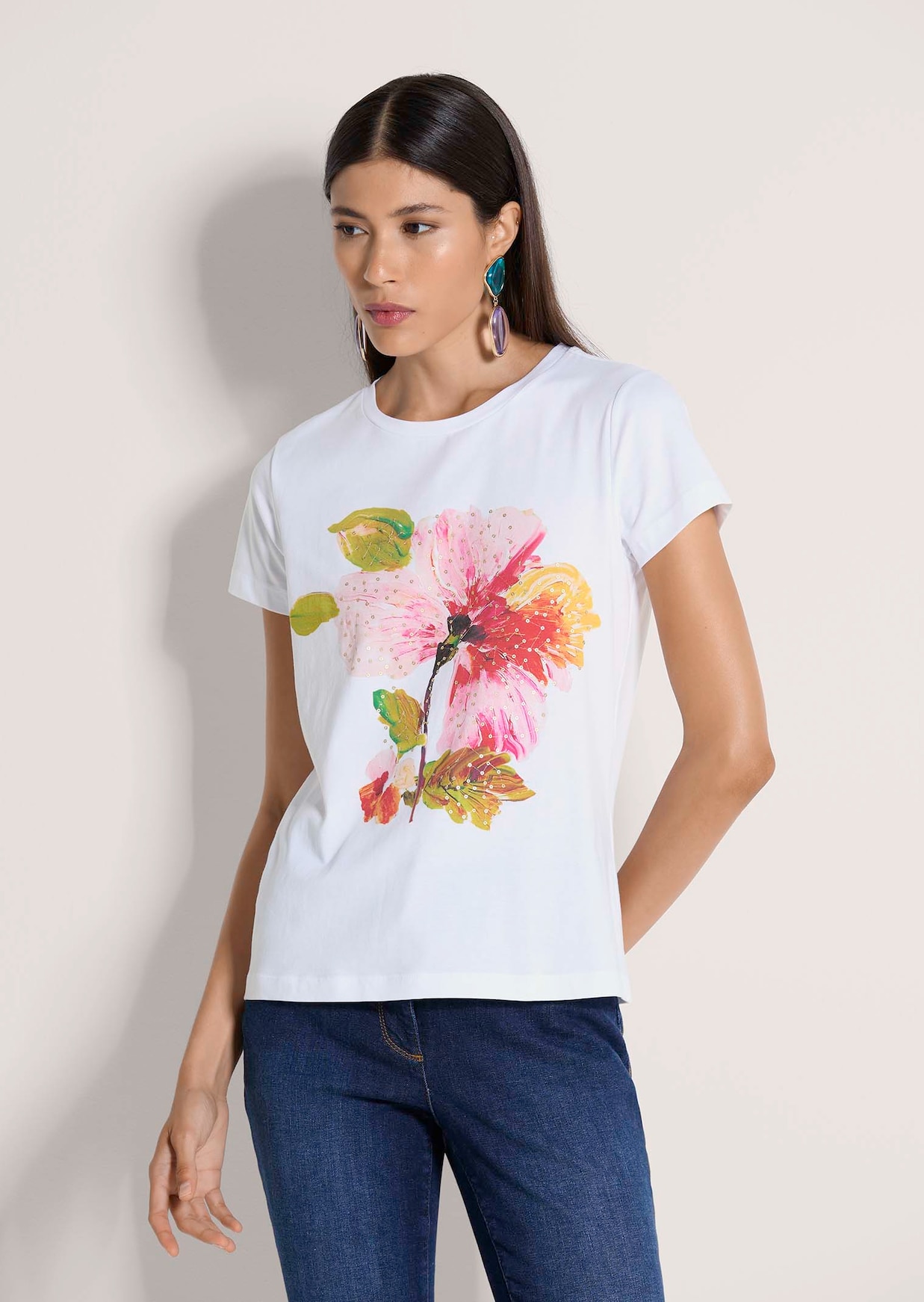 Motivshirt mit Pailletten