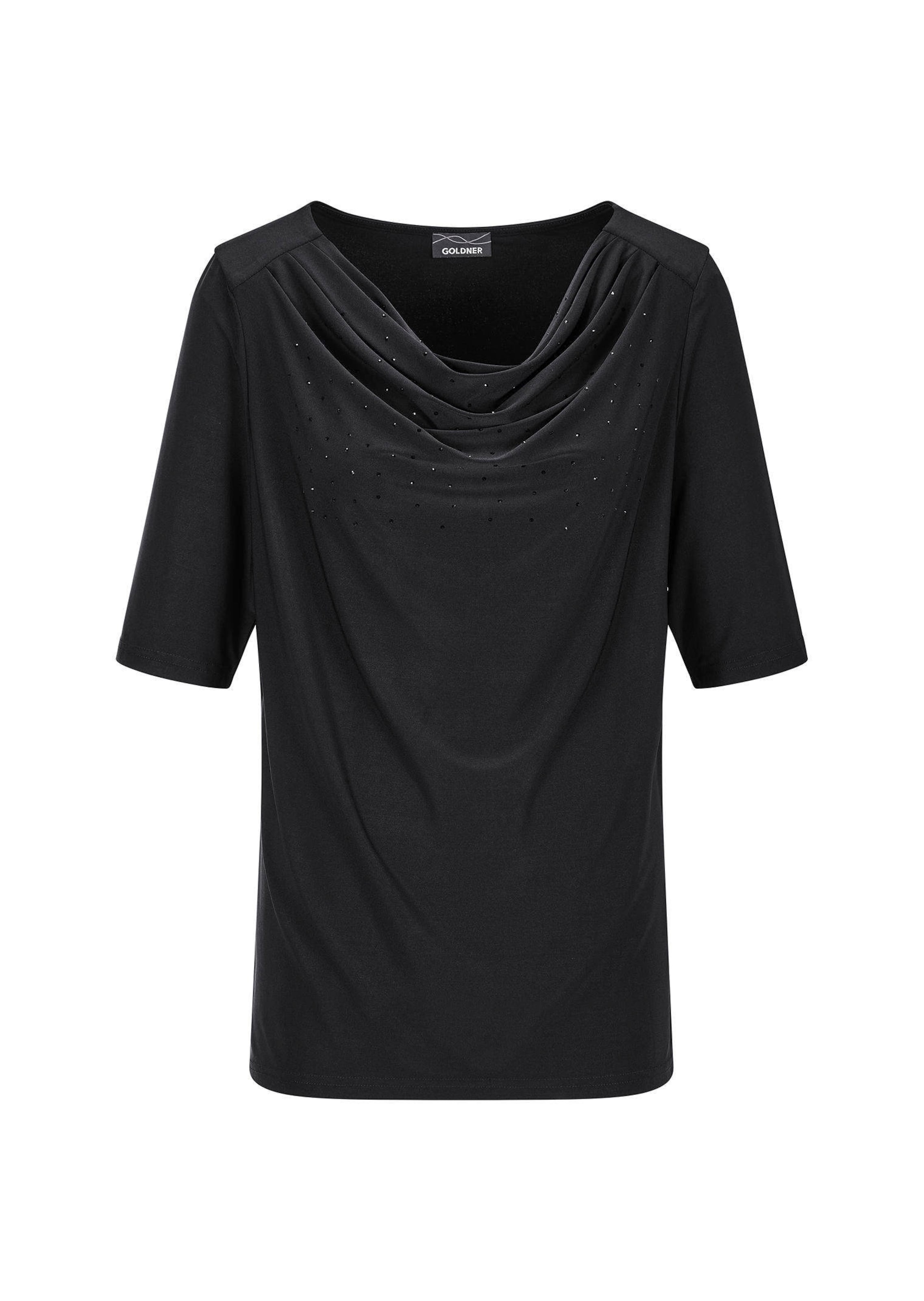 Shirt met watervalhals en glittersteentjes