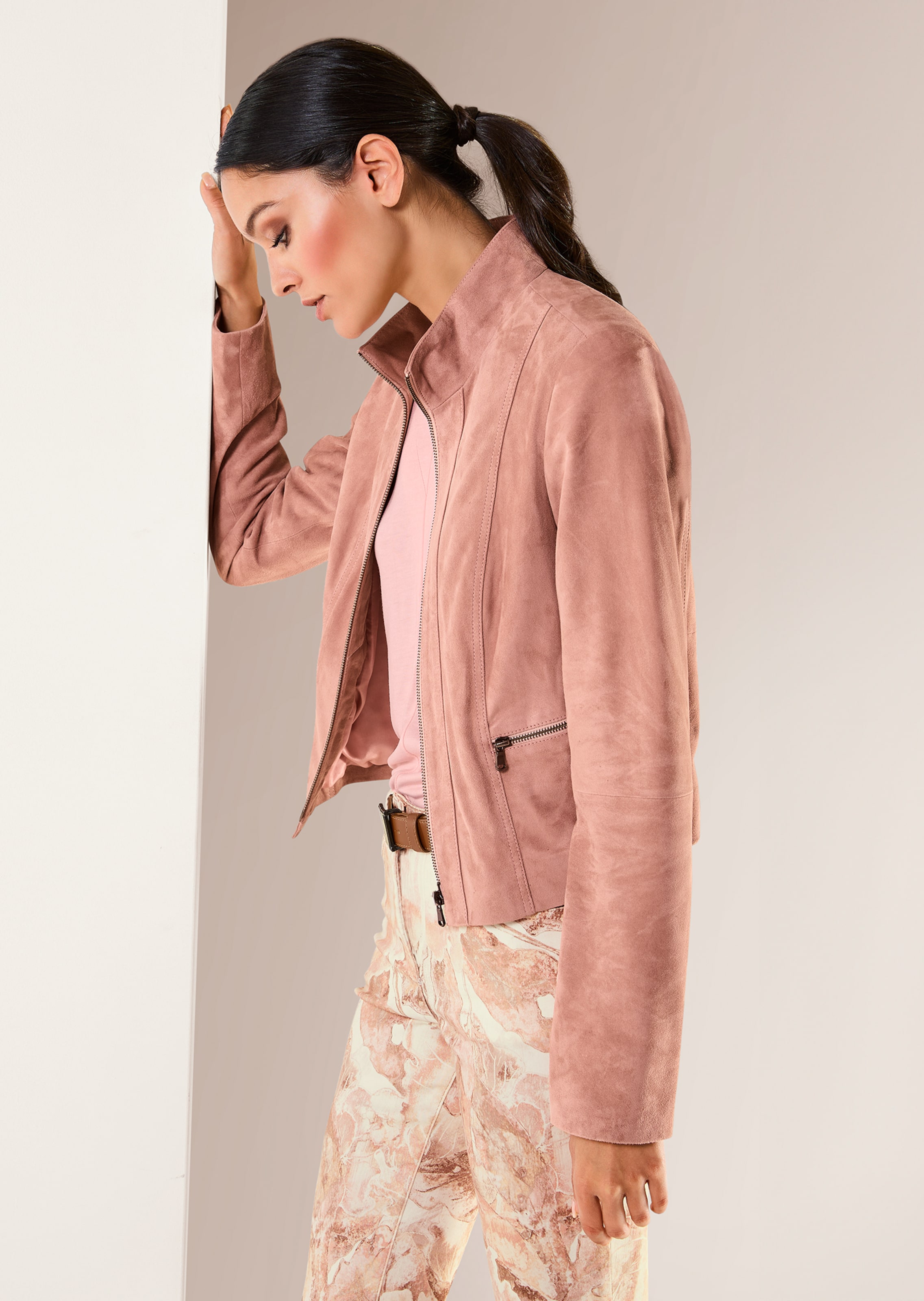 Jacke aus Ziegenvelours-Leder