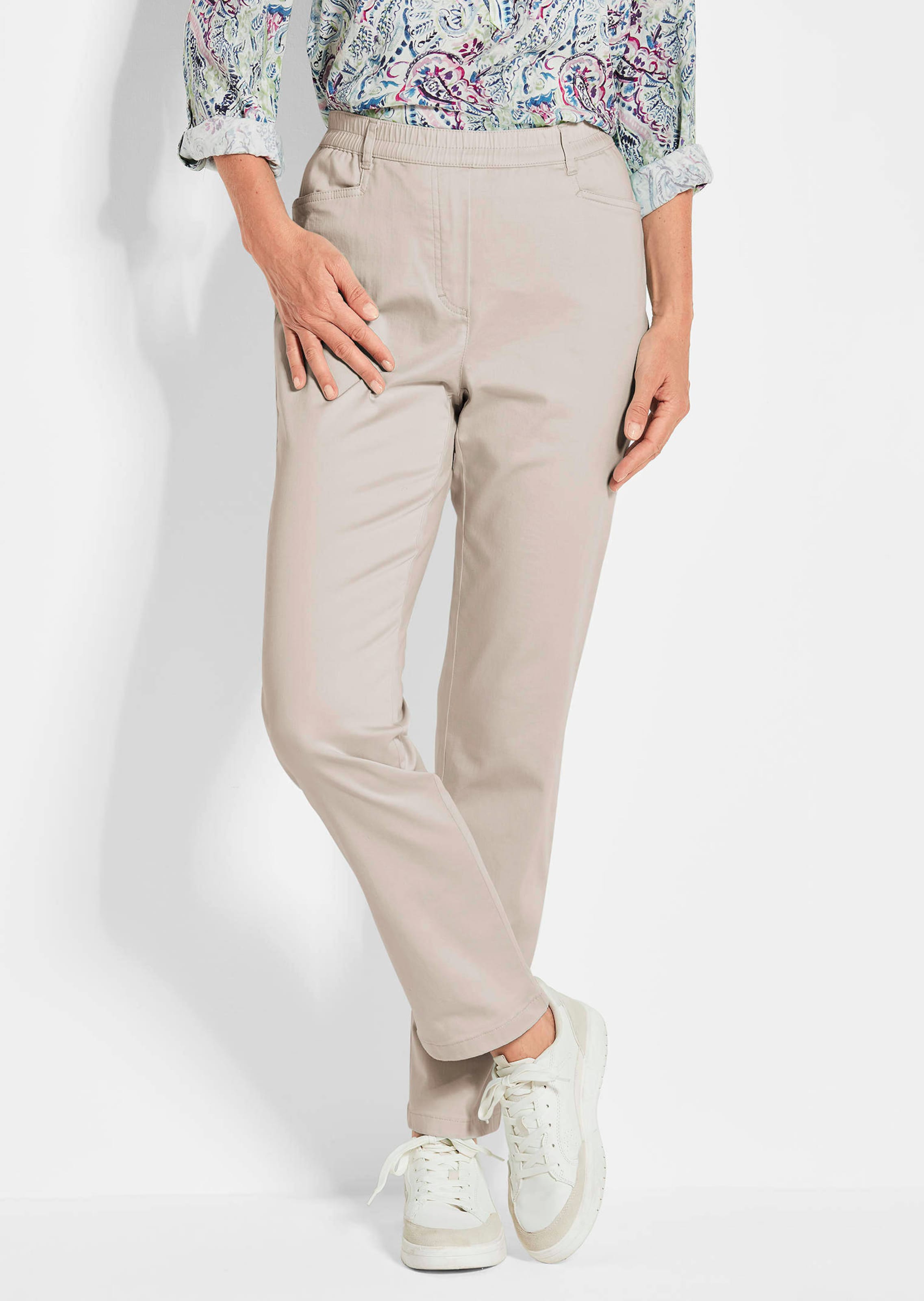Broek LOUISA met elastische tailleband, van katoen-satijn
