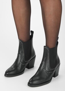 Bottines en cuir avec rivets et empiècement extensible thumbnail 2