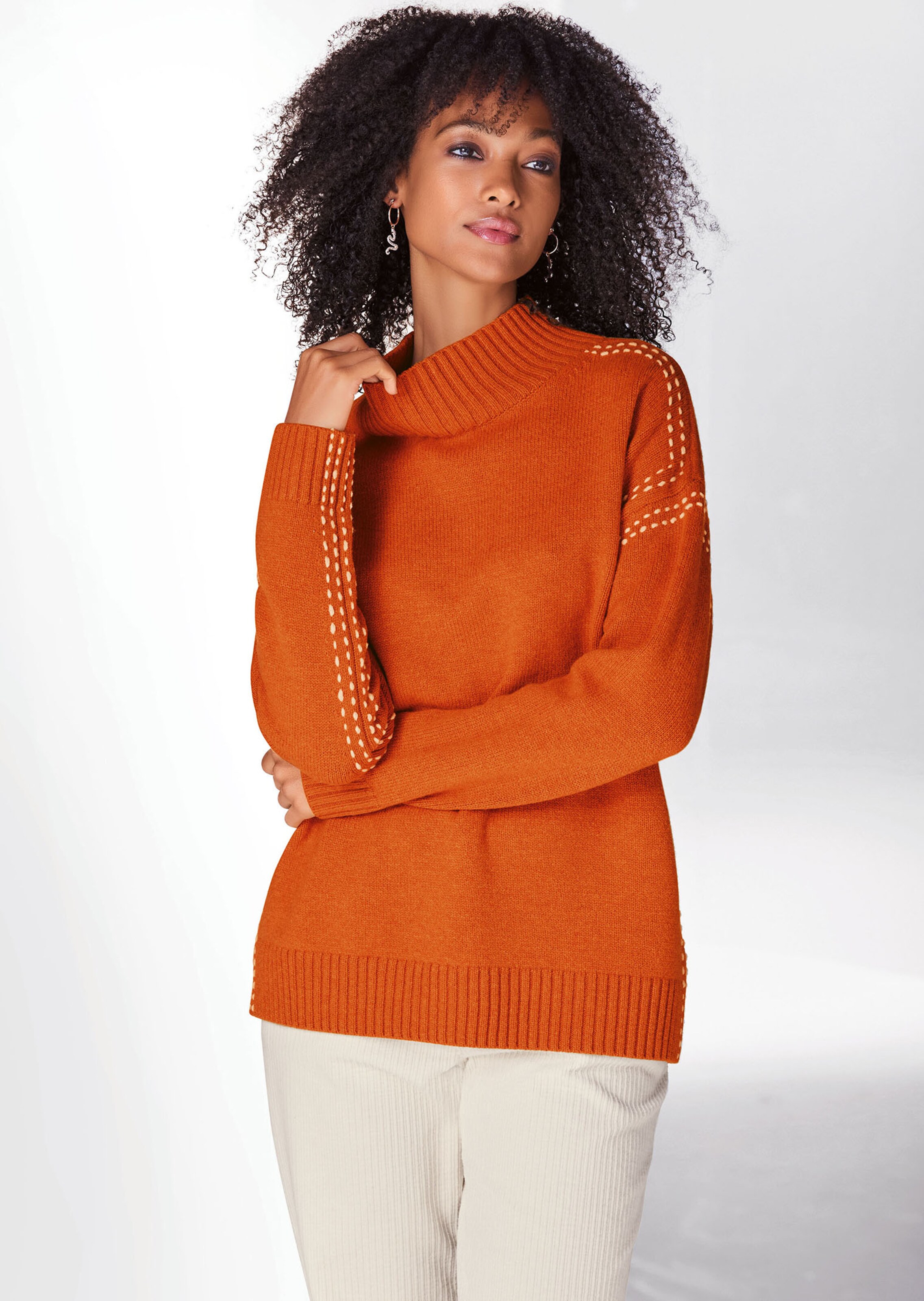 Strickpullover mit Stehkragen