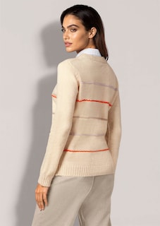 Grobstrick-Cardigan mit farbenfrohen Streifen thumbnail 4