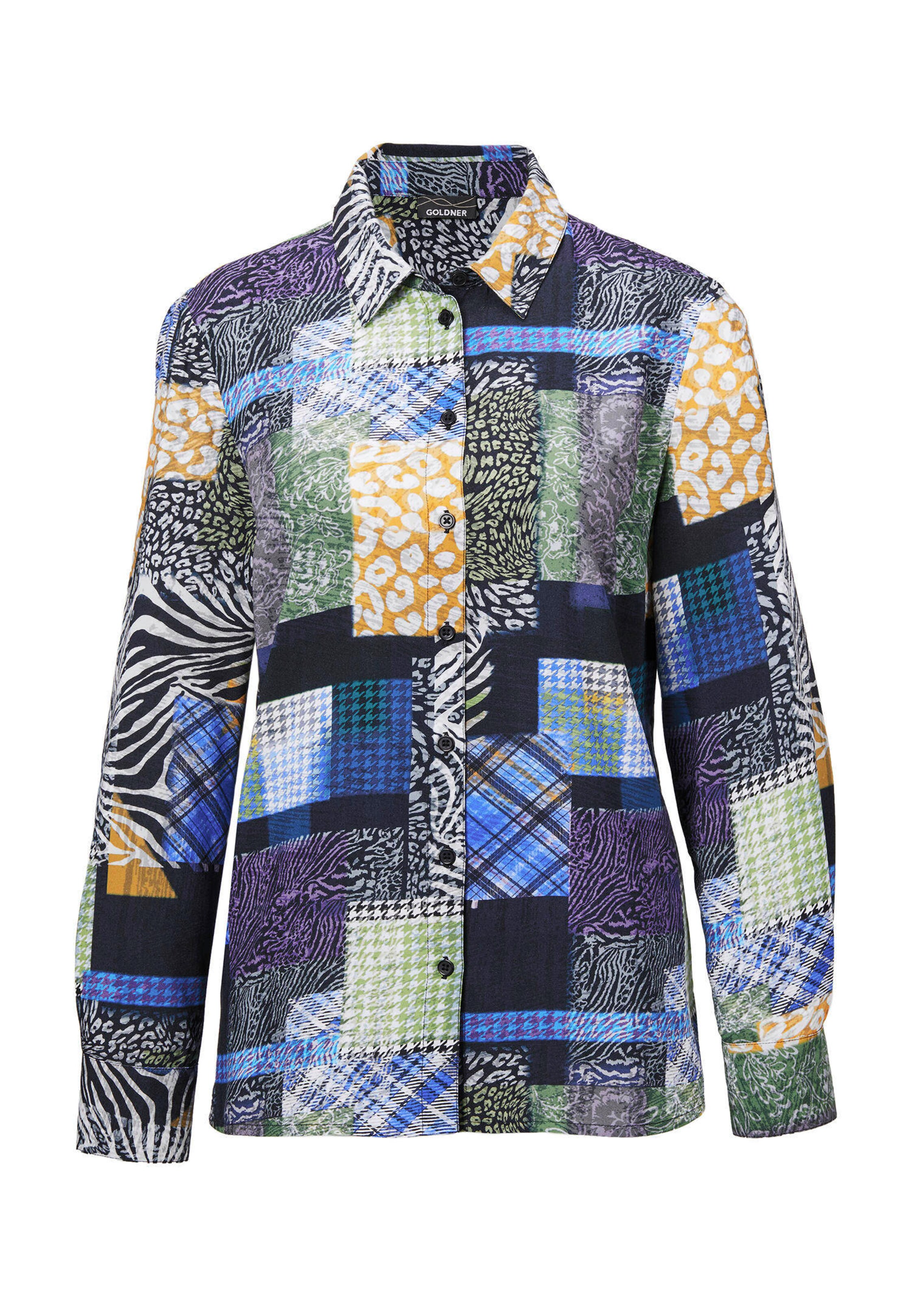 Gedessineerde blouse met patchpatroon thumbnail 6