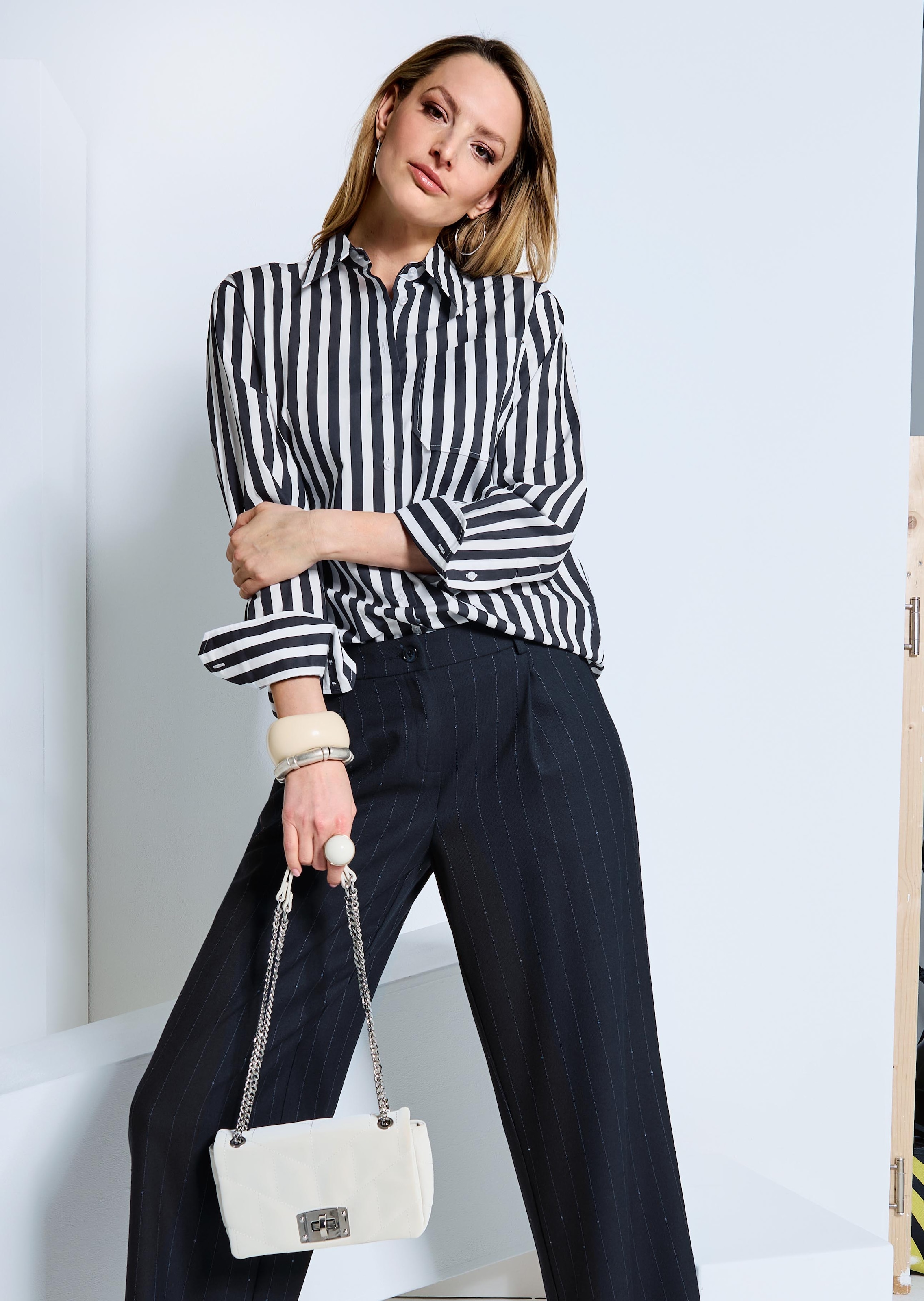Baumwollbluse mit Streifen