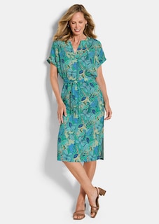 Viskose-Kleid mit Bindegürtel thumbnail 1