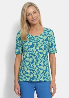 Shirt van viscose met bladerdessin thumbnail 7