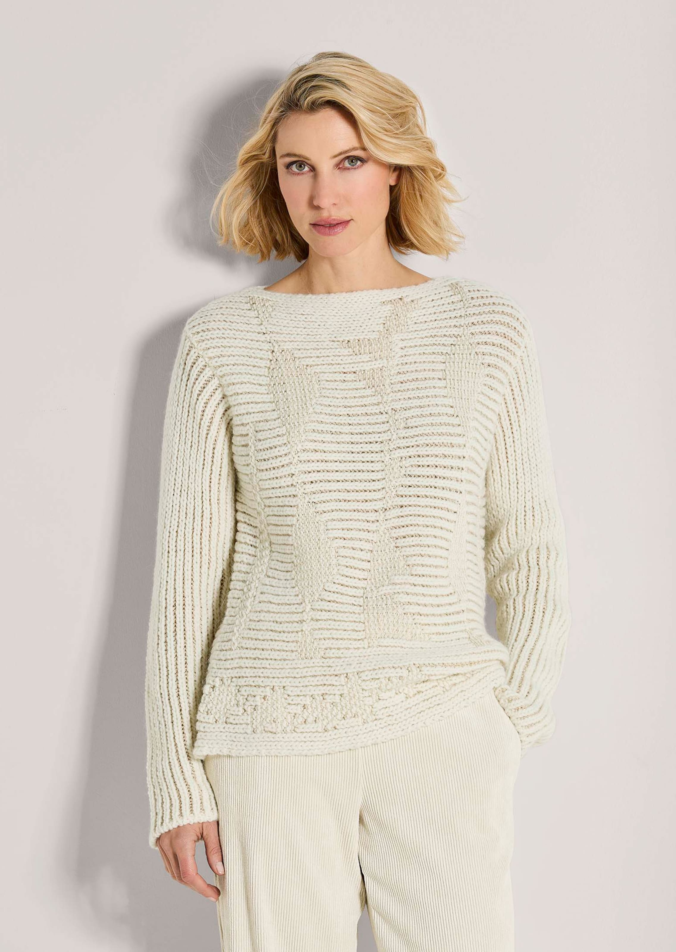 Strick-Pullover mit Struktur und Glanz-Akzenten