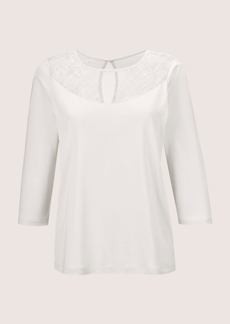 Round-neck top with lace
