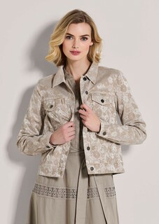 Kurze Jeansjacke mit Jacquard-Muster thumbnail 2