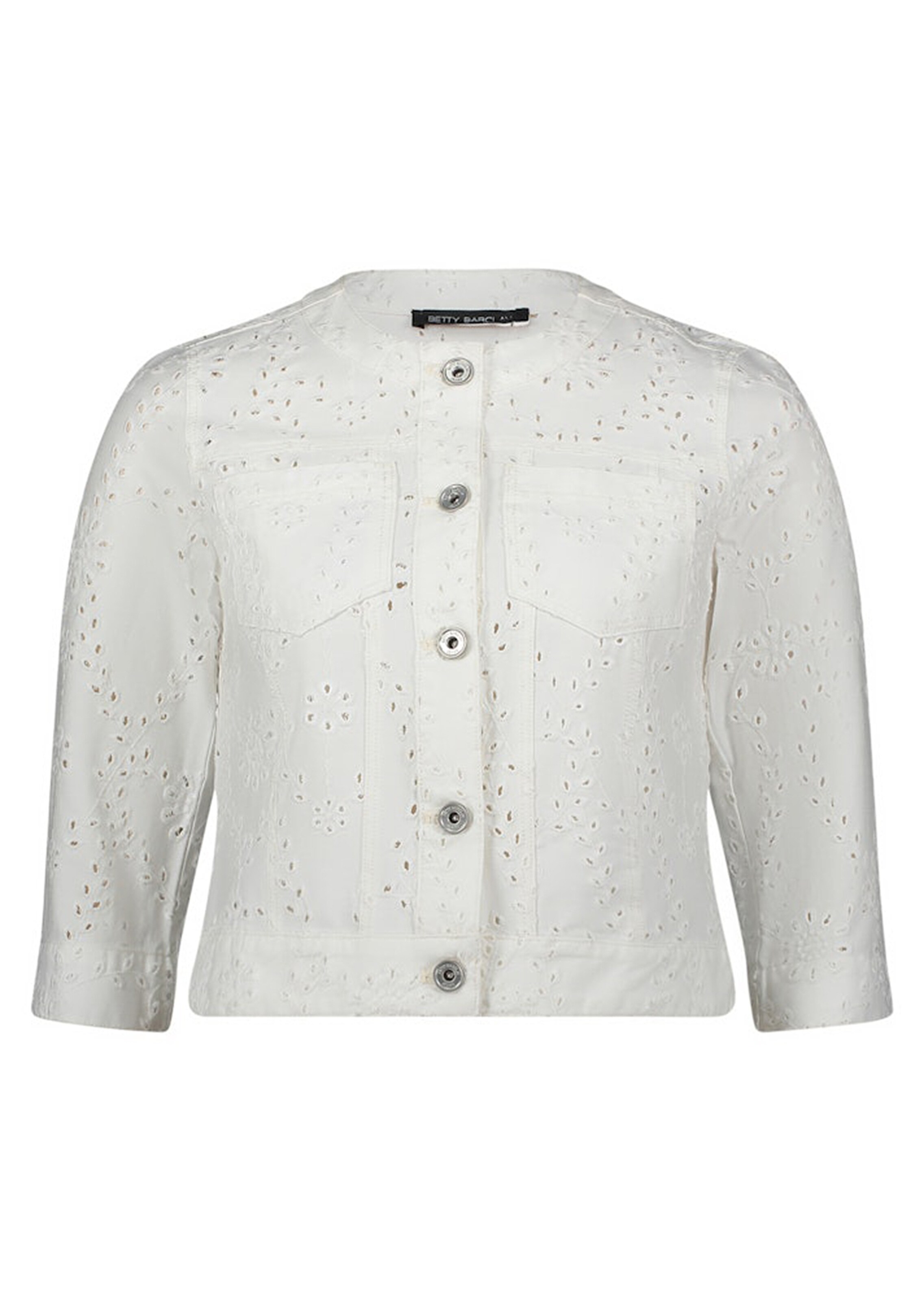 Kurzjacke mit floraler Lochstickerei