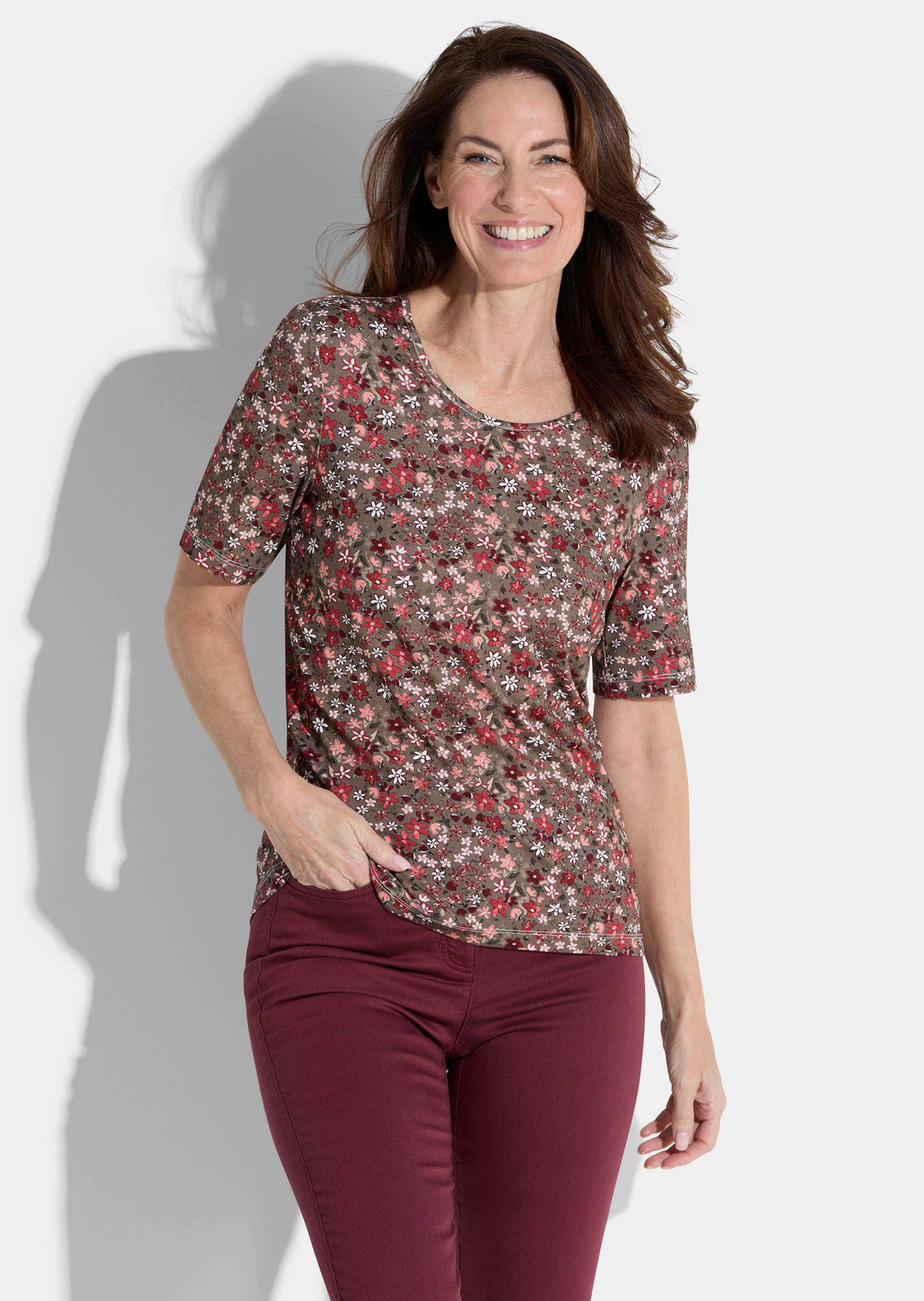 Jersey-Shirt mit Millefleurs-Print