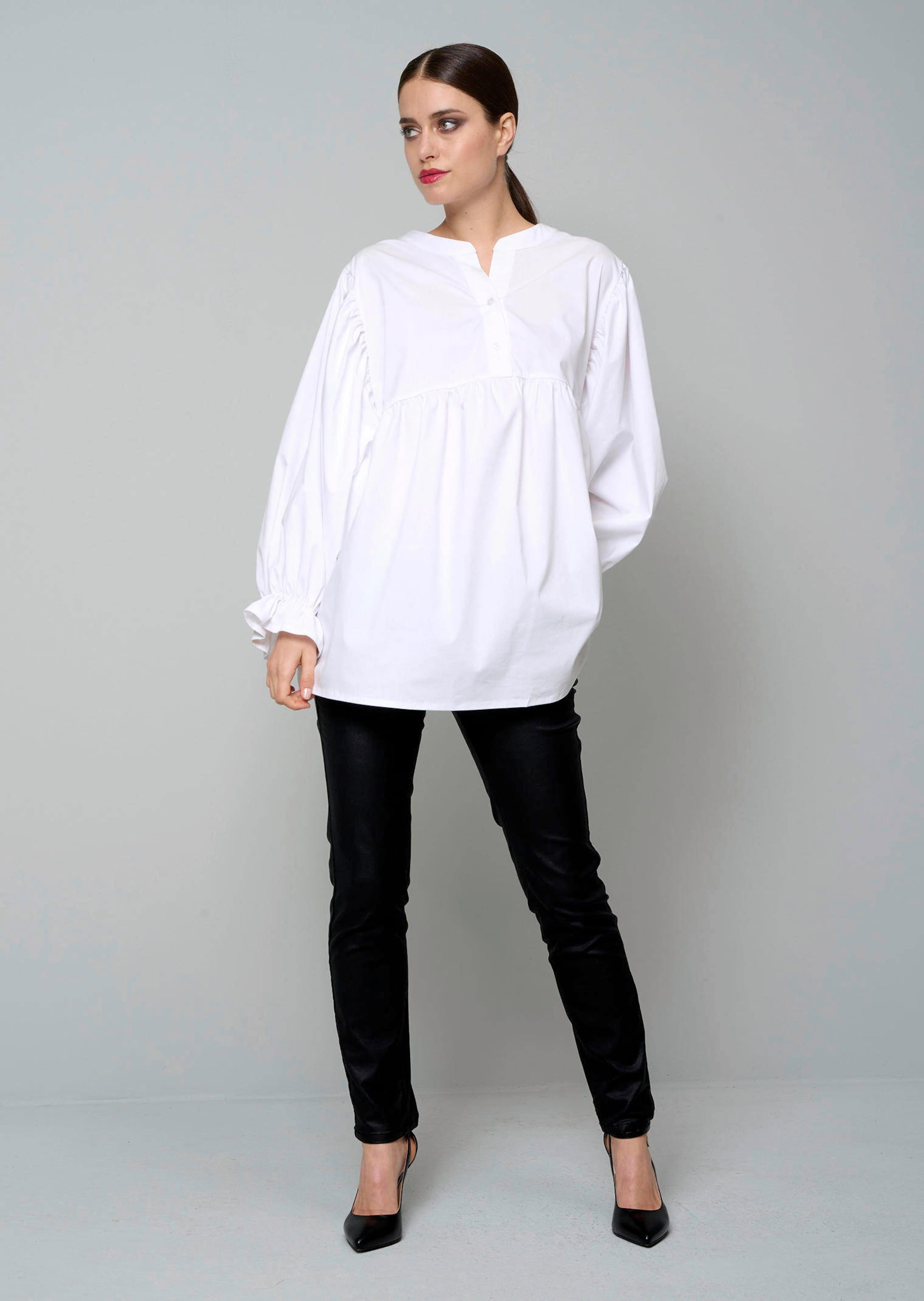 Popelinebluse mit Stehkragen