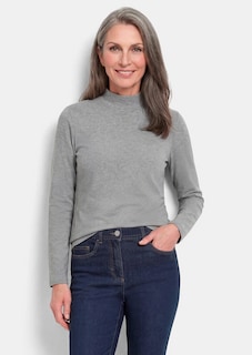 Langarmshirt mit Stehkragen aus Baumwolle thumbnail 1