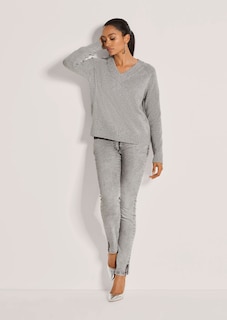 V-Pullover mit Kaschmir und Seide thumbnail 3
