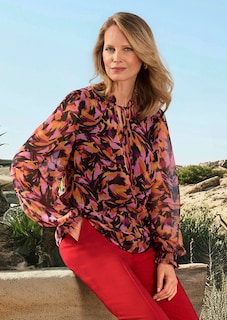Blouse van chiffon met semi-transparante mouwen thumbnail 5
