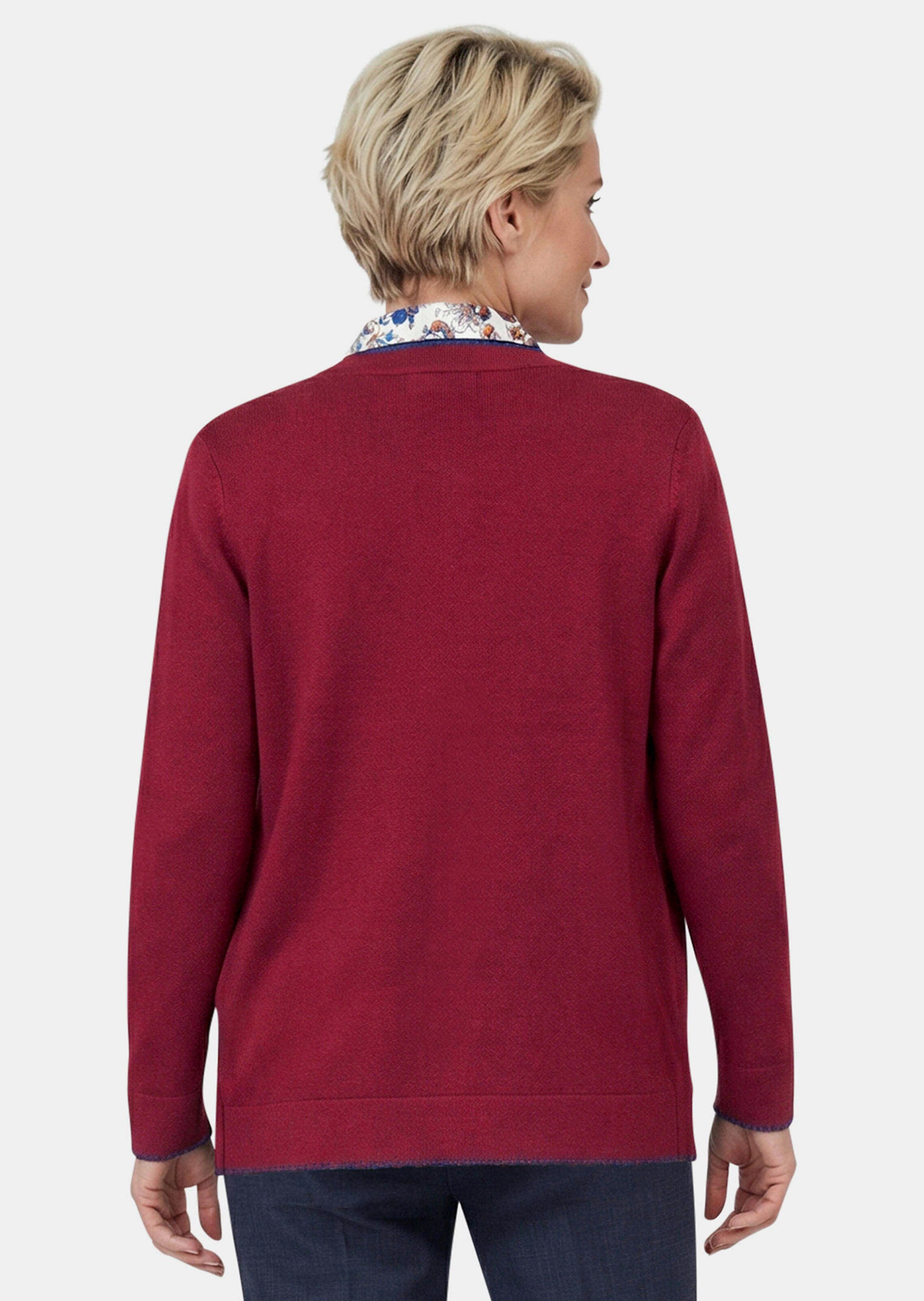 Longstrickjacke mit kontrastfarbenen Zierkanten thumbnail 3