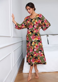 Nachtkleid mit Blütendruck und 3/4-Ärmel thumbnail 1