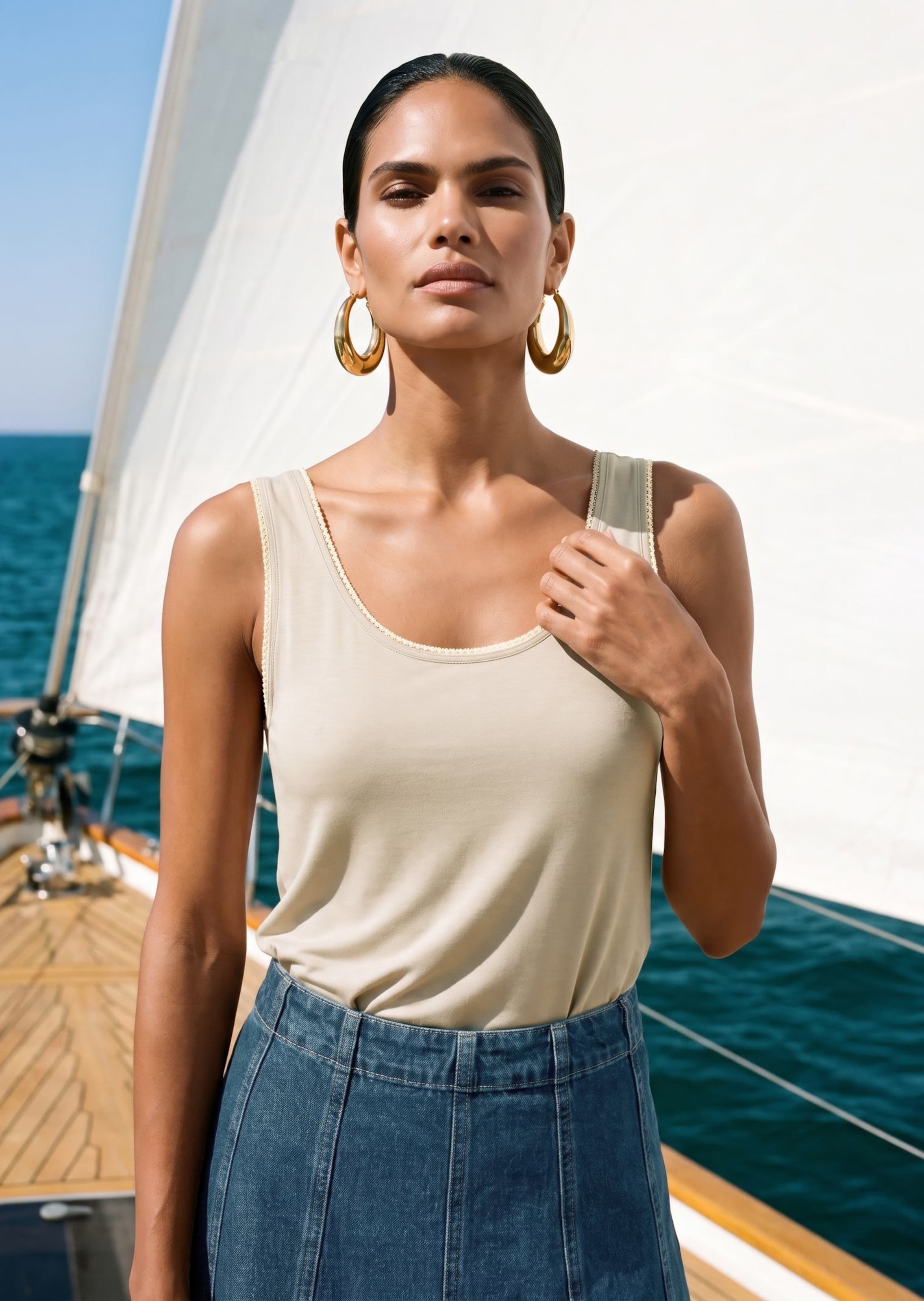 Tanktop mit Glanzpaspel