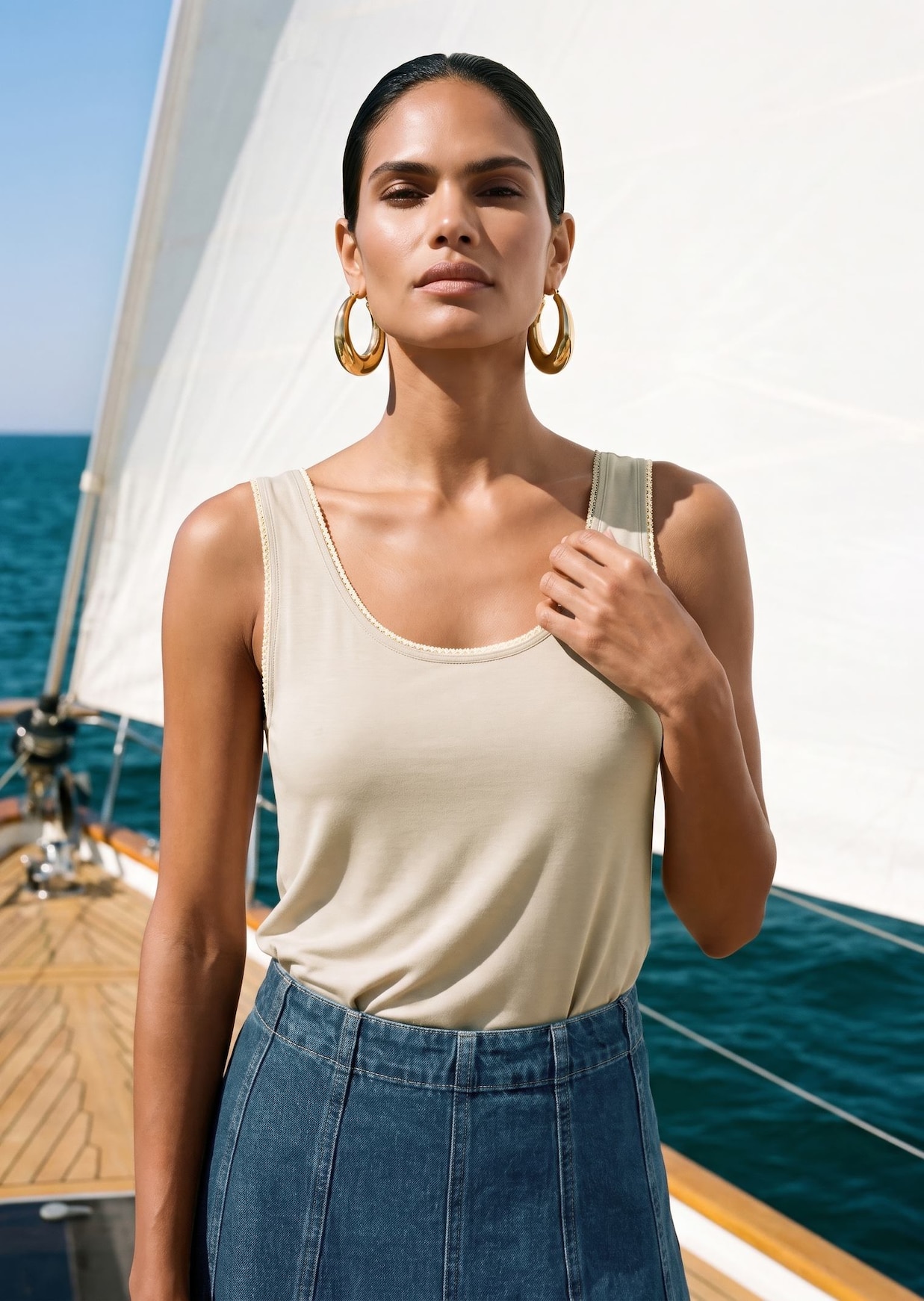 Tanktop mit Glanzpaspel