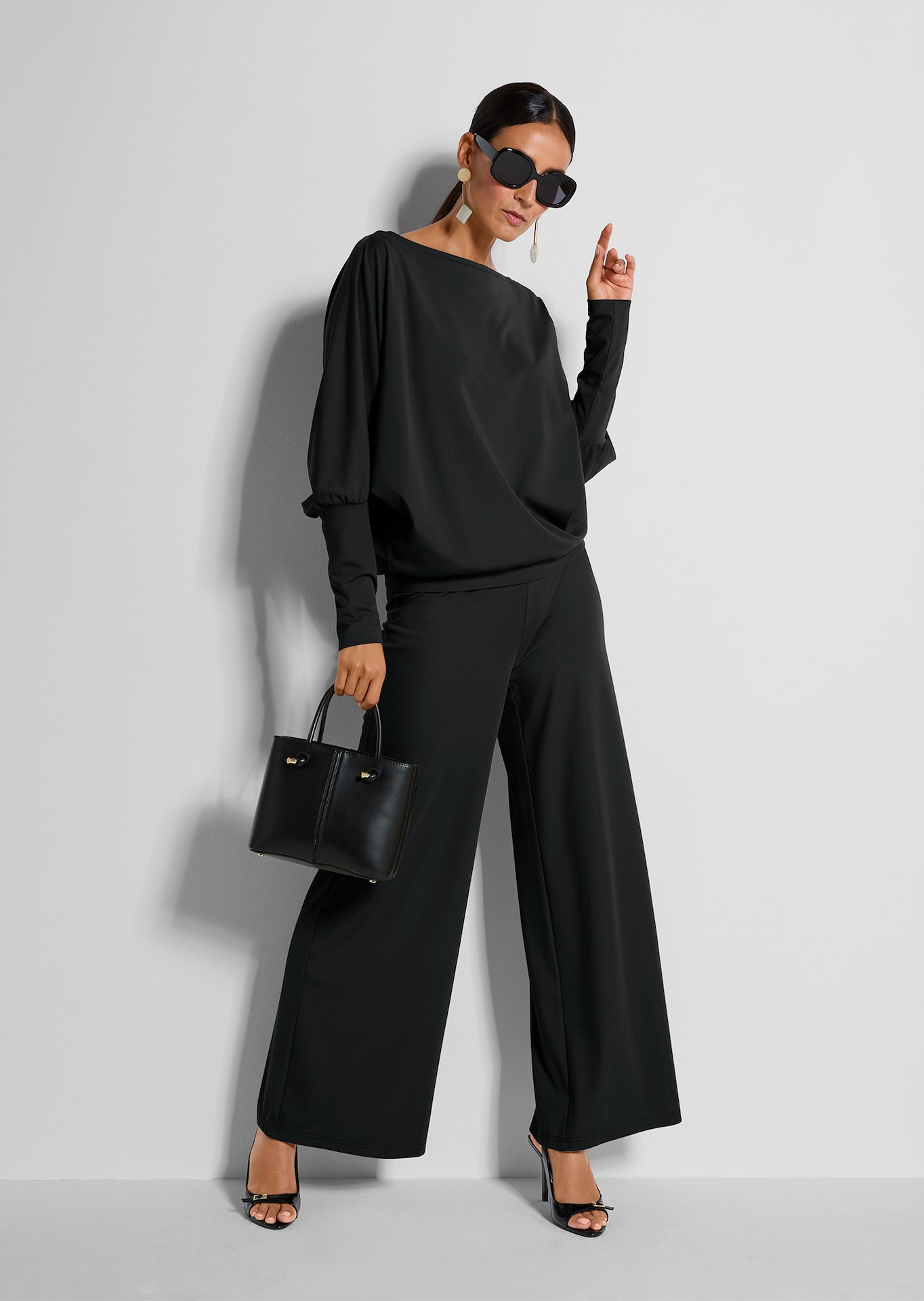 Lässige Jerseyhose mit weitem Bein