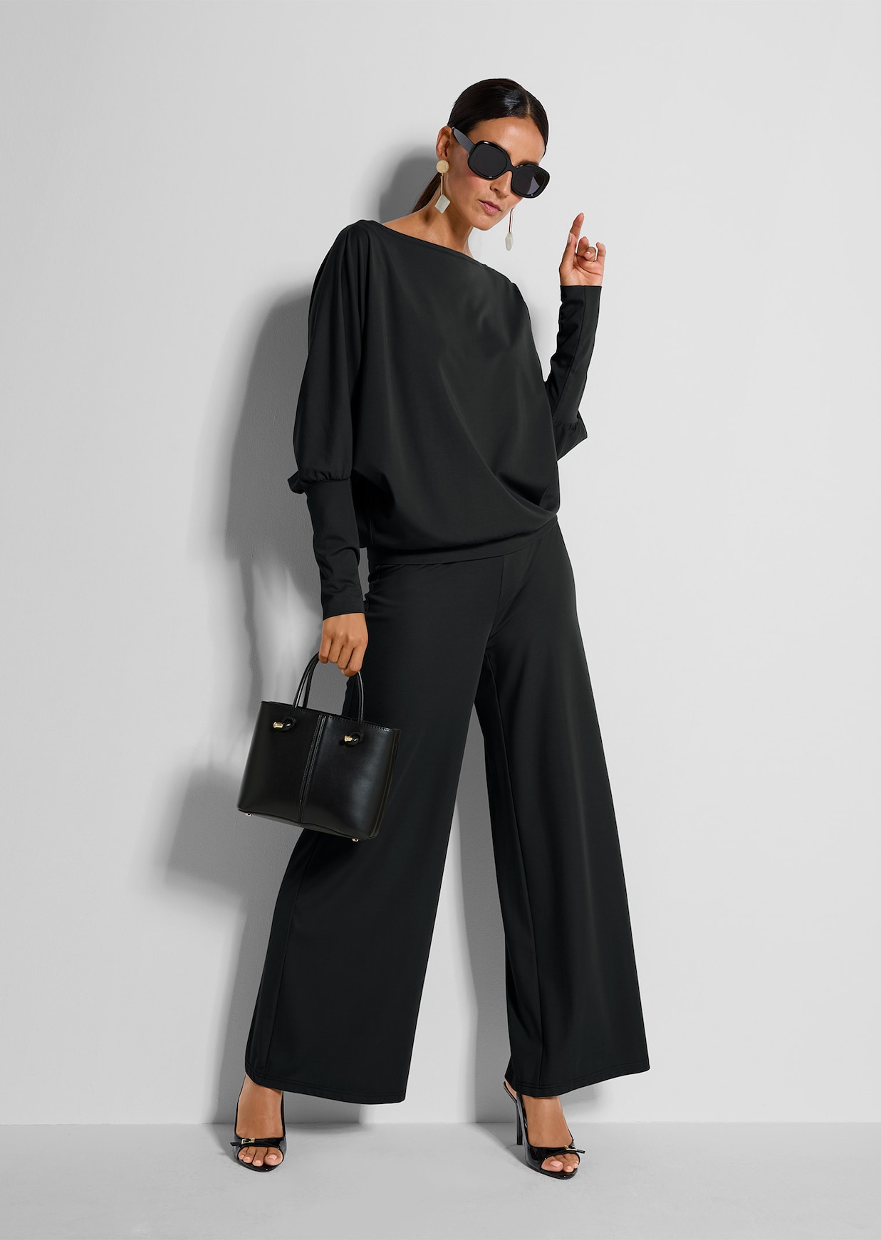 Lässige Jerseyhose mit weitem Bein